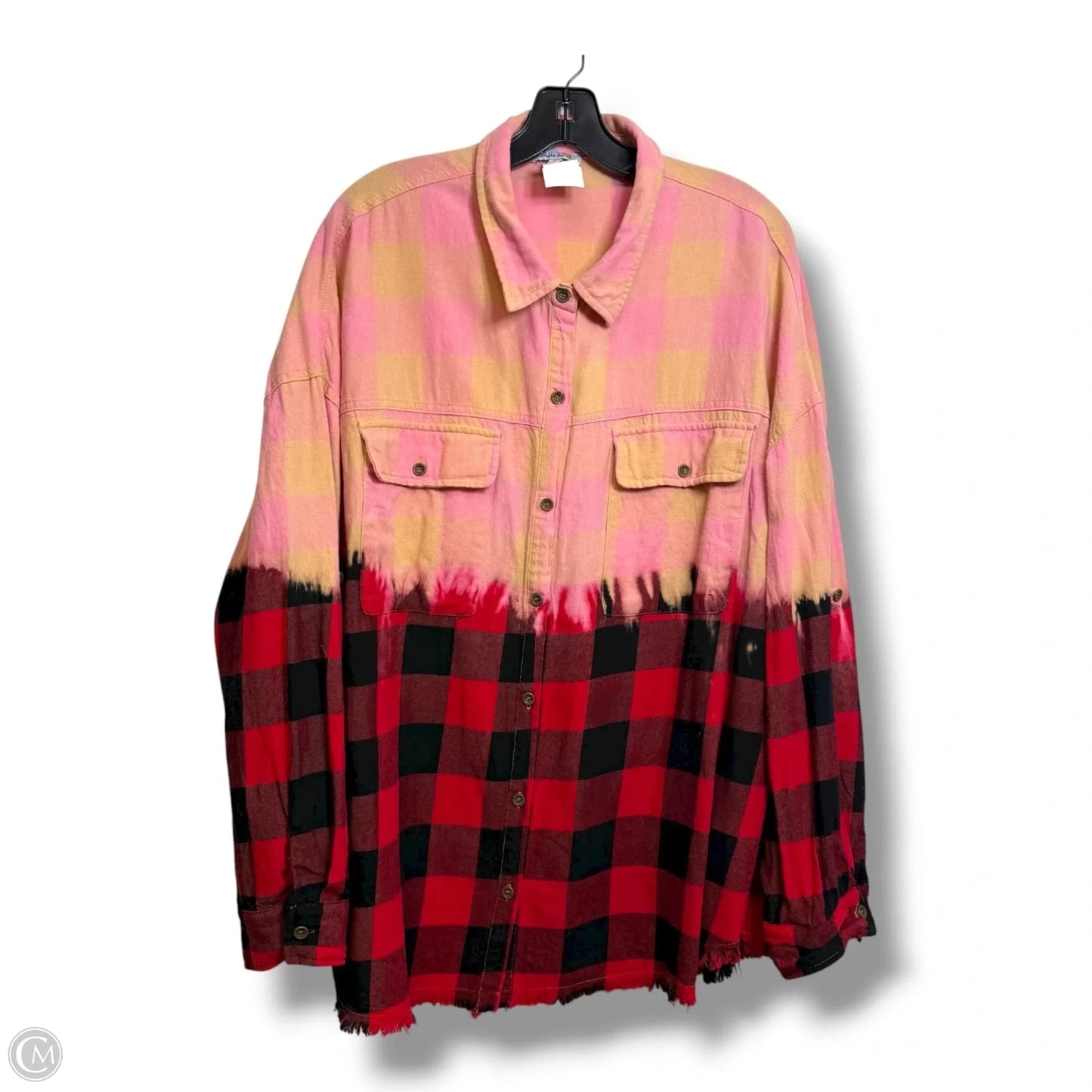 Top Long Sleeve By White Birch In Plaid Pattern, Size: 1x