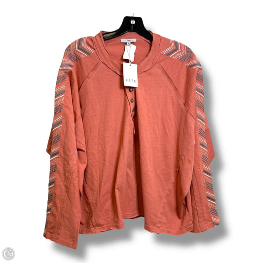 Top Long Sleeve By Fate In Coral, Size: M