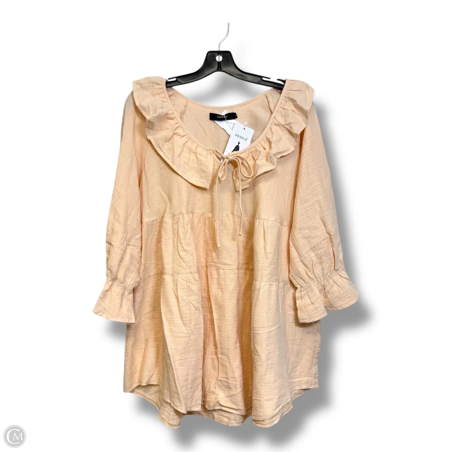 Top Long Sleeve By Cmf In Peach, Size: L