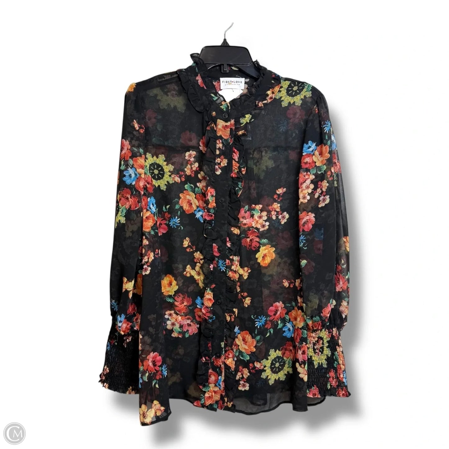 Blouse Long Sleeve By First Love In Floral Print, Size: 1x