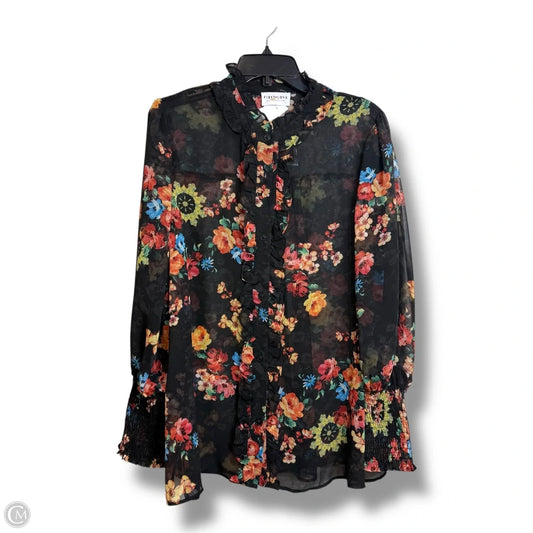 Blouse Long Sleeve By First Love In Floral Print, Size: 1x
