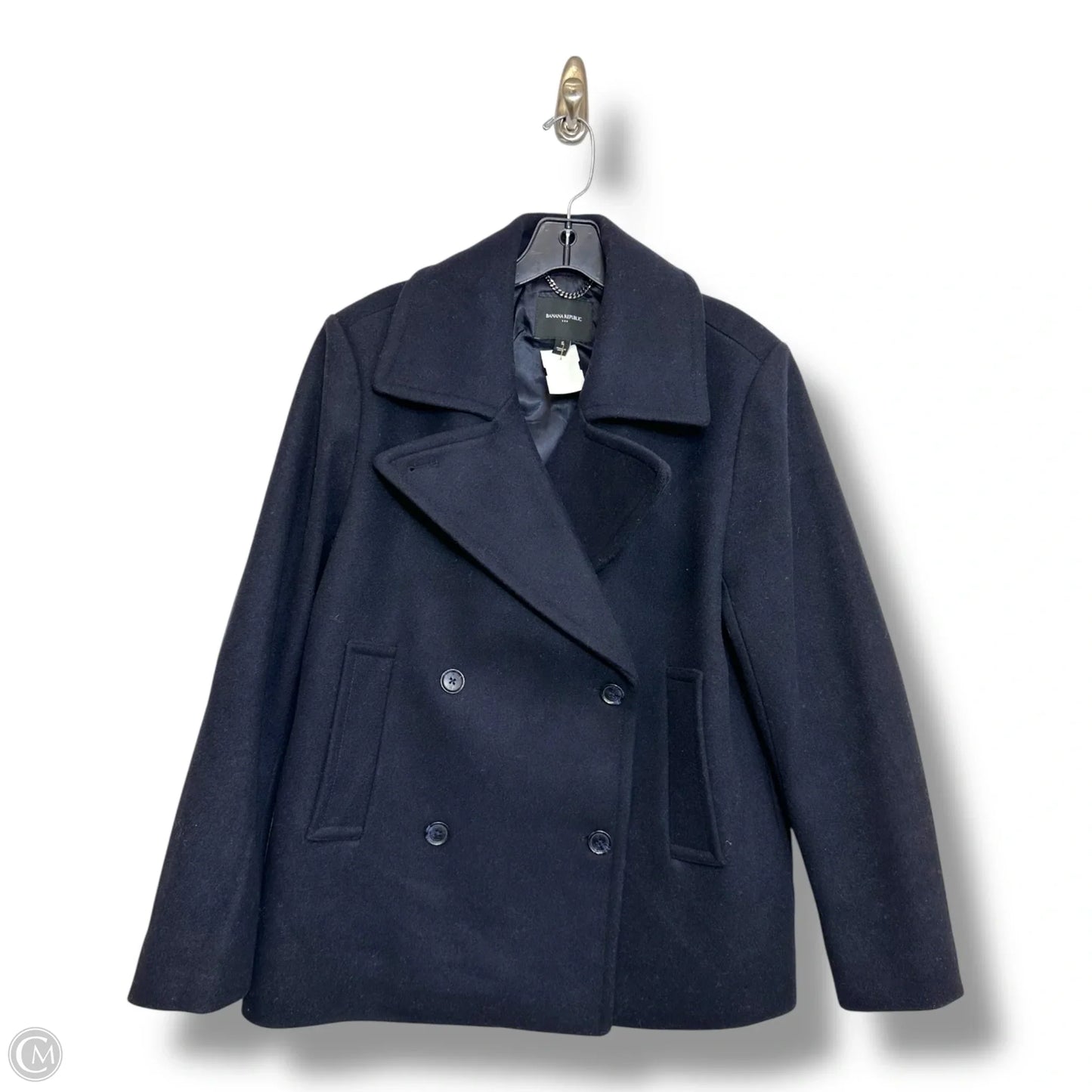 Coat Peacoat By Banana Republic In Navy, Size: S
