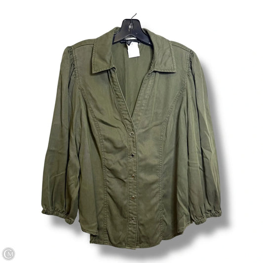 Top Long Sleeve By White House Black Market In Green, Size: Xl