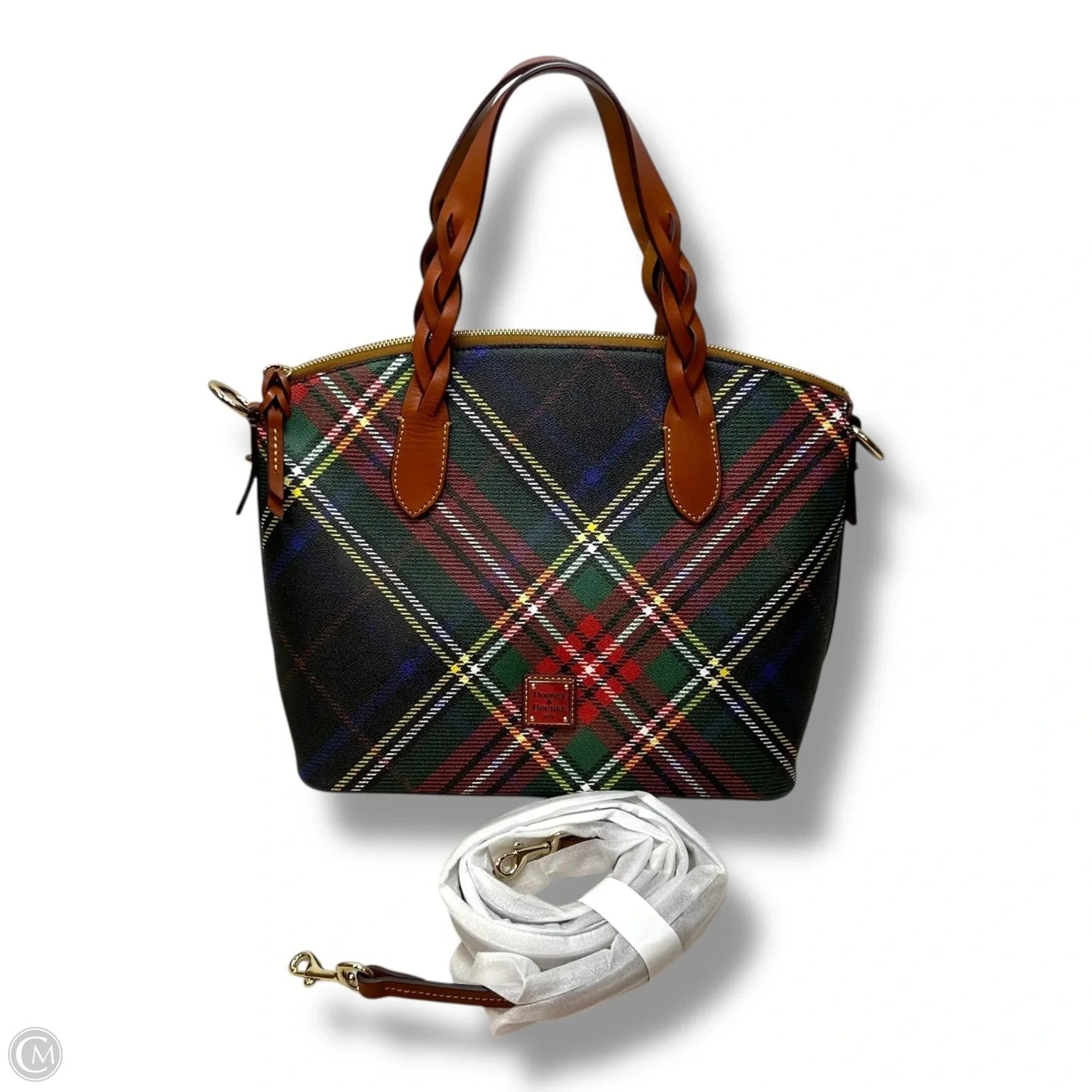 Plaid Handbag Designer By Dooney And Bourke, Size: Large