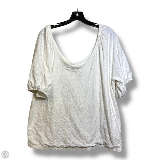 Top Short Sleeve By Ava & Viv In White, Size: 1x