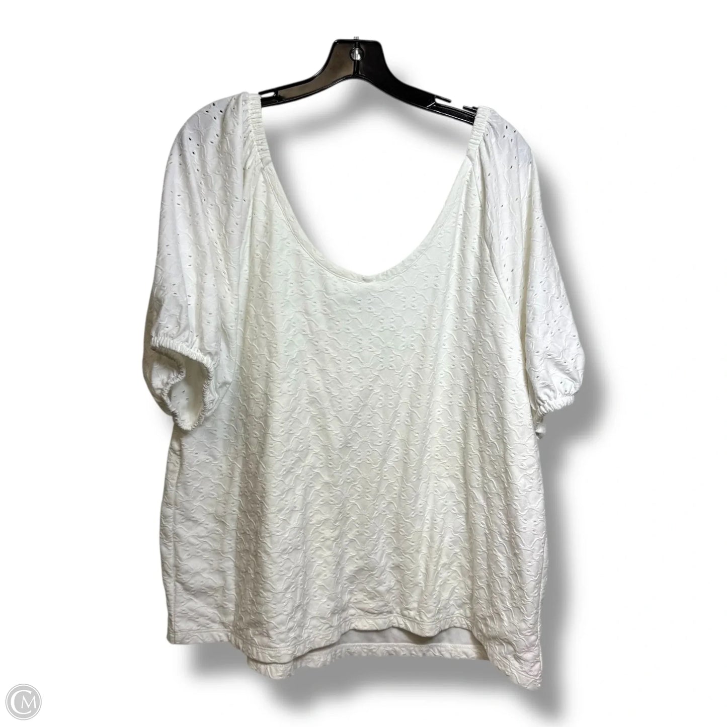 Top Short Sleeve By Ava & Viv In White, Size: 1x