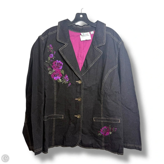Blazer By Denim And Co Qvc In Blue Denim, Size: 2x