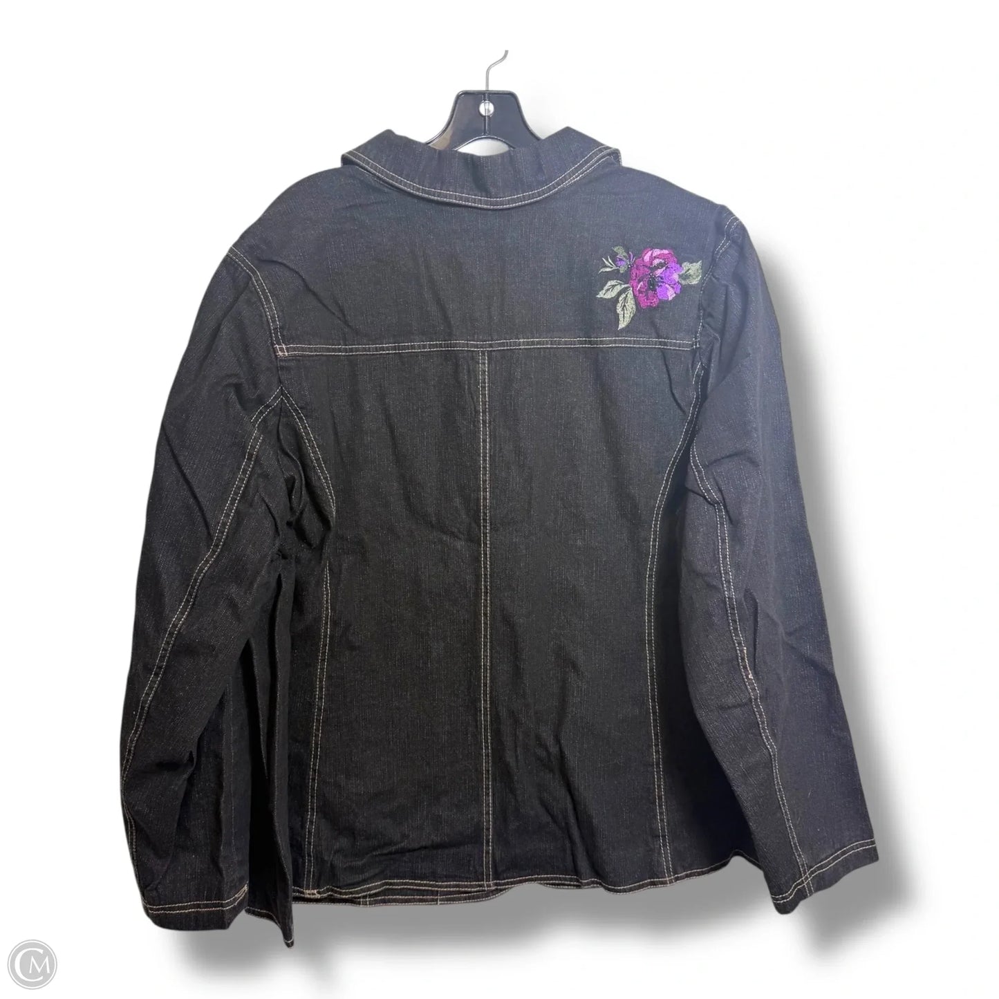 Blazer By Denim And Co Qvc In Blue Denim, Size: 2x