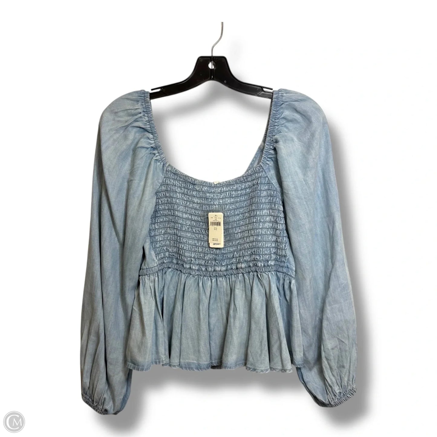 Top Long Sleeve By Aerie In Blue Denim, Size: M