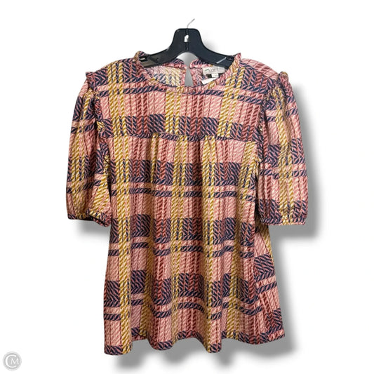 Top Short Sleeve By Loft In Multi-colored, Size: L