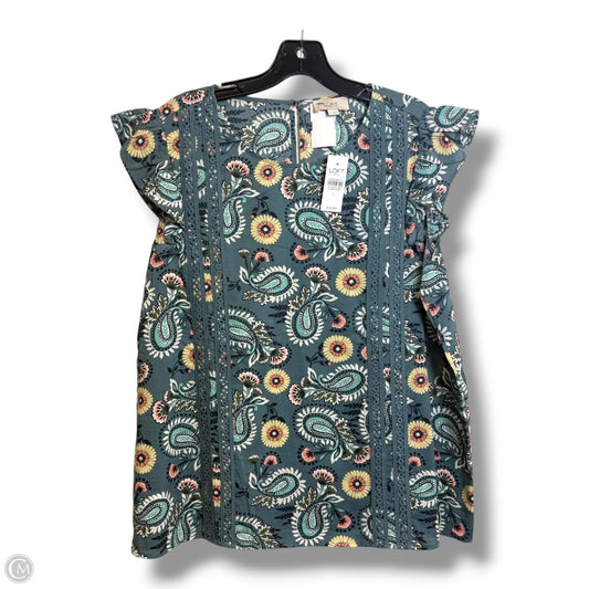 Top Short Sleeve By Loft In Paisley Print, Size: L