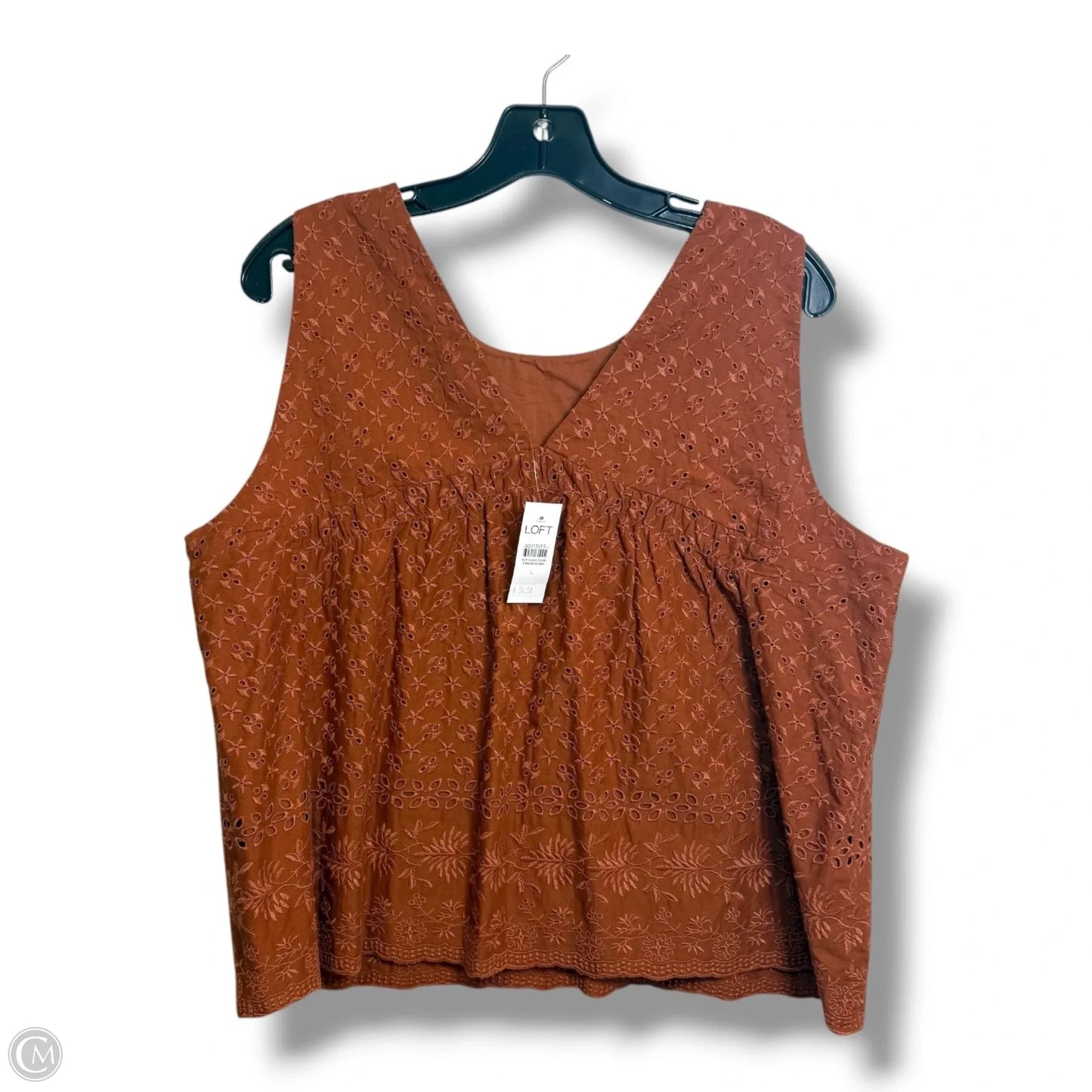 Top Sleeveless By Loft In Copper, Size: L