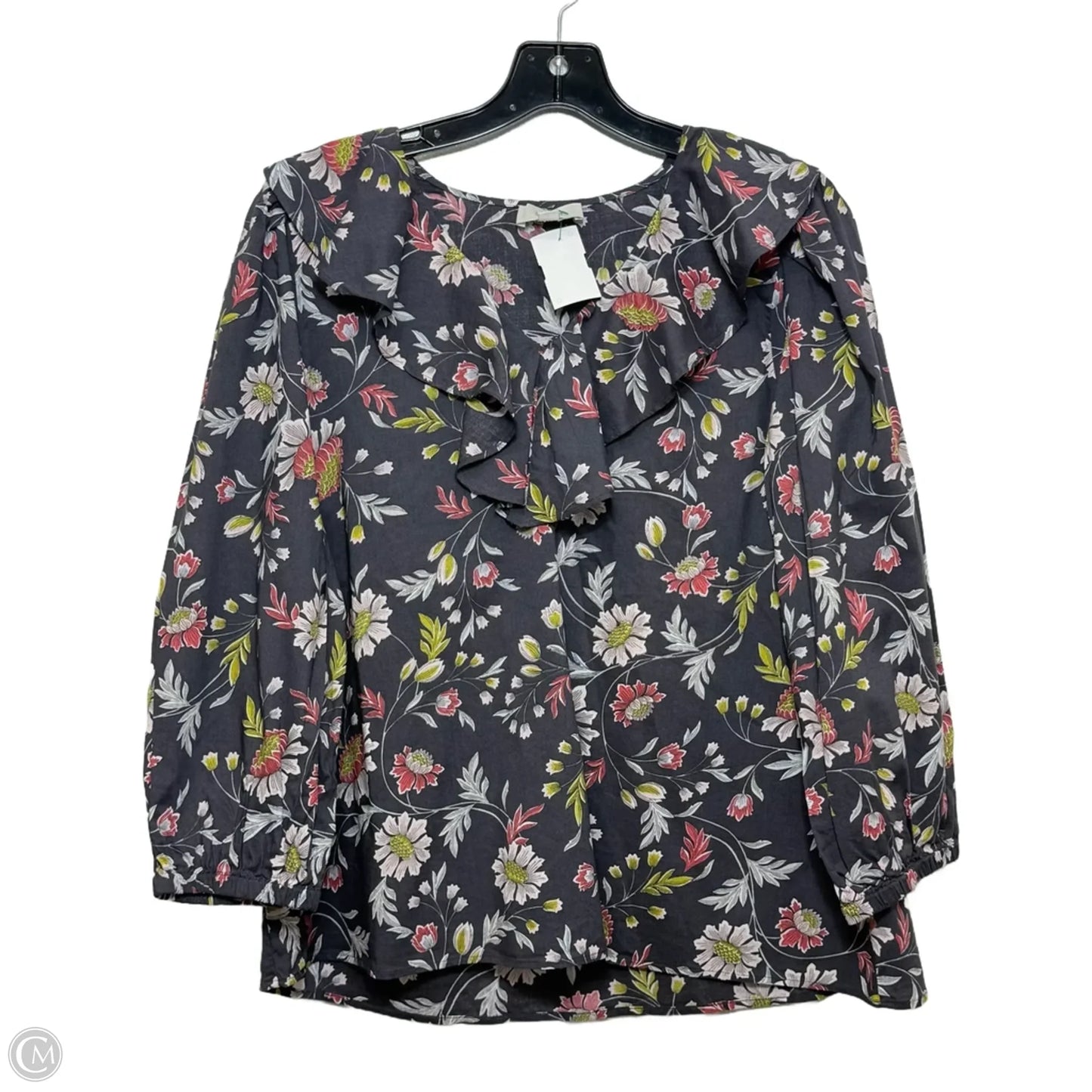 Top 3/4 Sleeve By Loft In Floral Print, Size: M