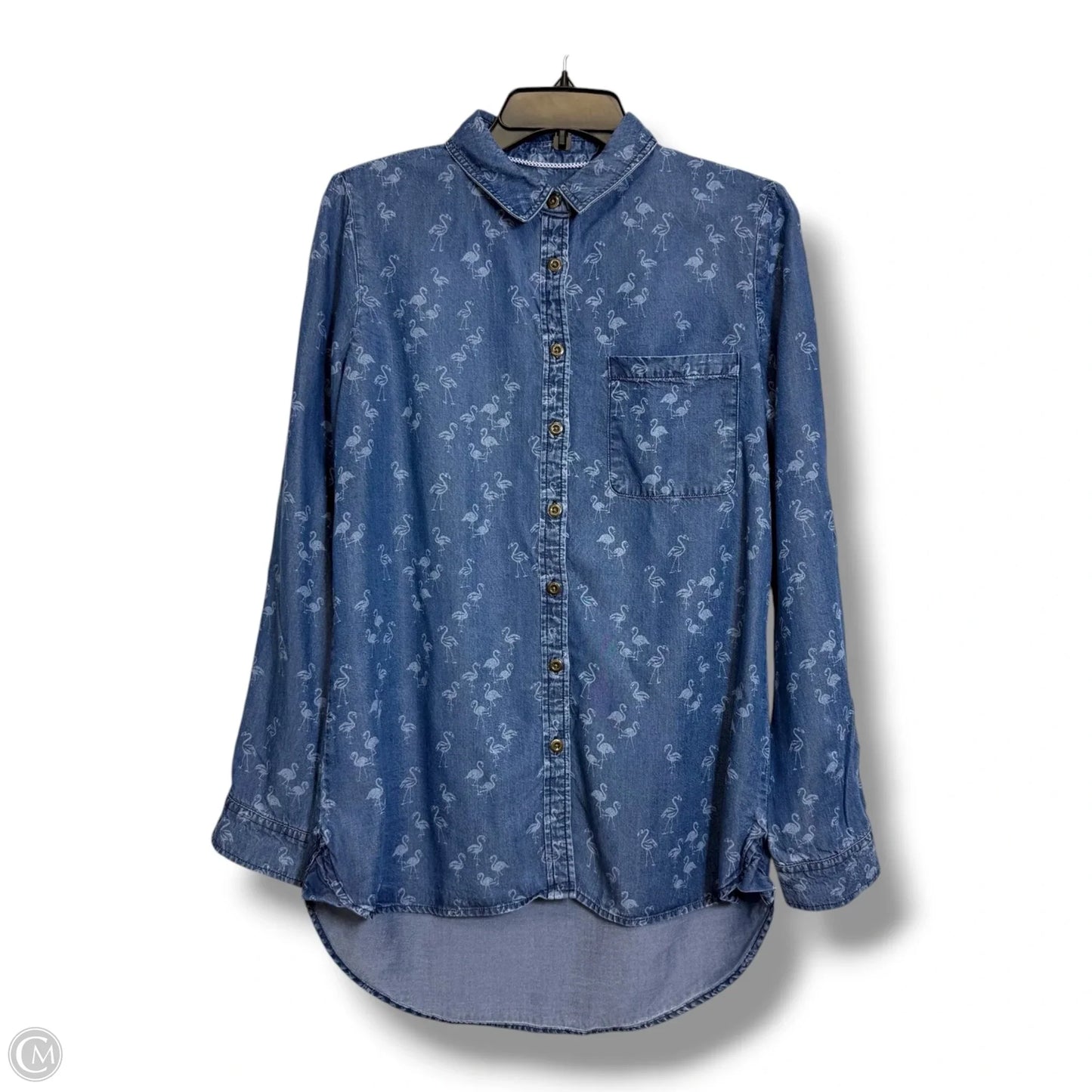 Top Long Sleeve By Max Jeans In Blue Denim, Size: M