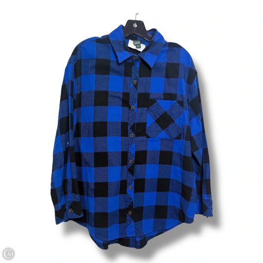 Top Long Sleeve By Wild Fable In Checkered Pattern, Size: M