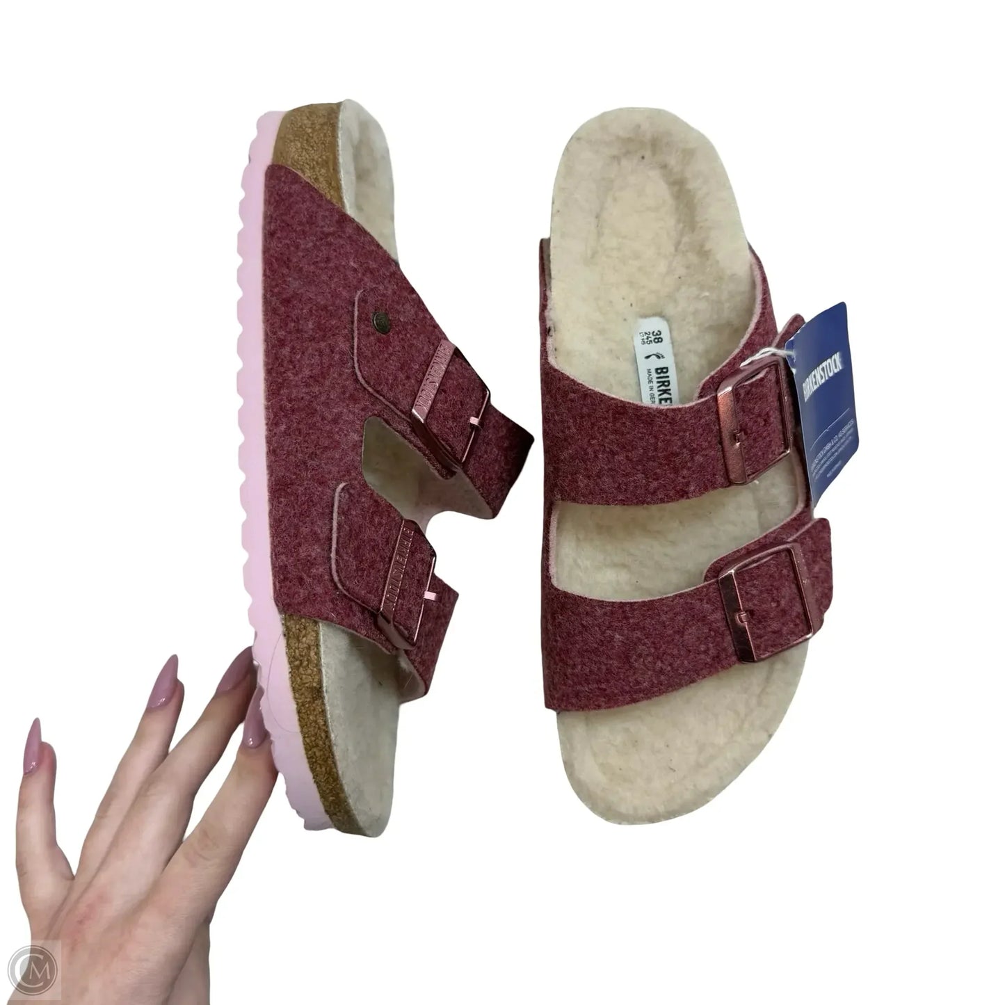Sandals Flip Flops By Birkenstock In Maroon sz 38/7