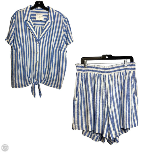 Shorts Set By Ava & Viv In Striped Pattern, Size: 1x
