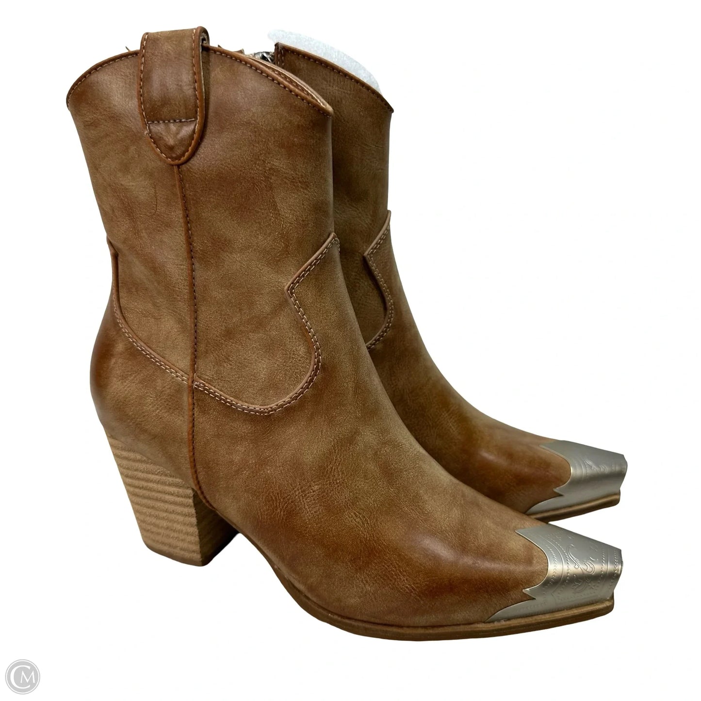Boots Ankle Heels By Beast In Brown, Size: 8