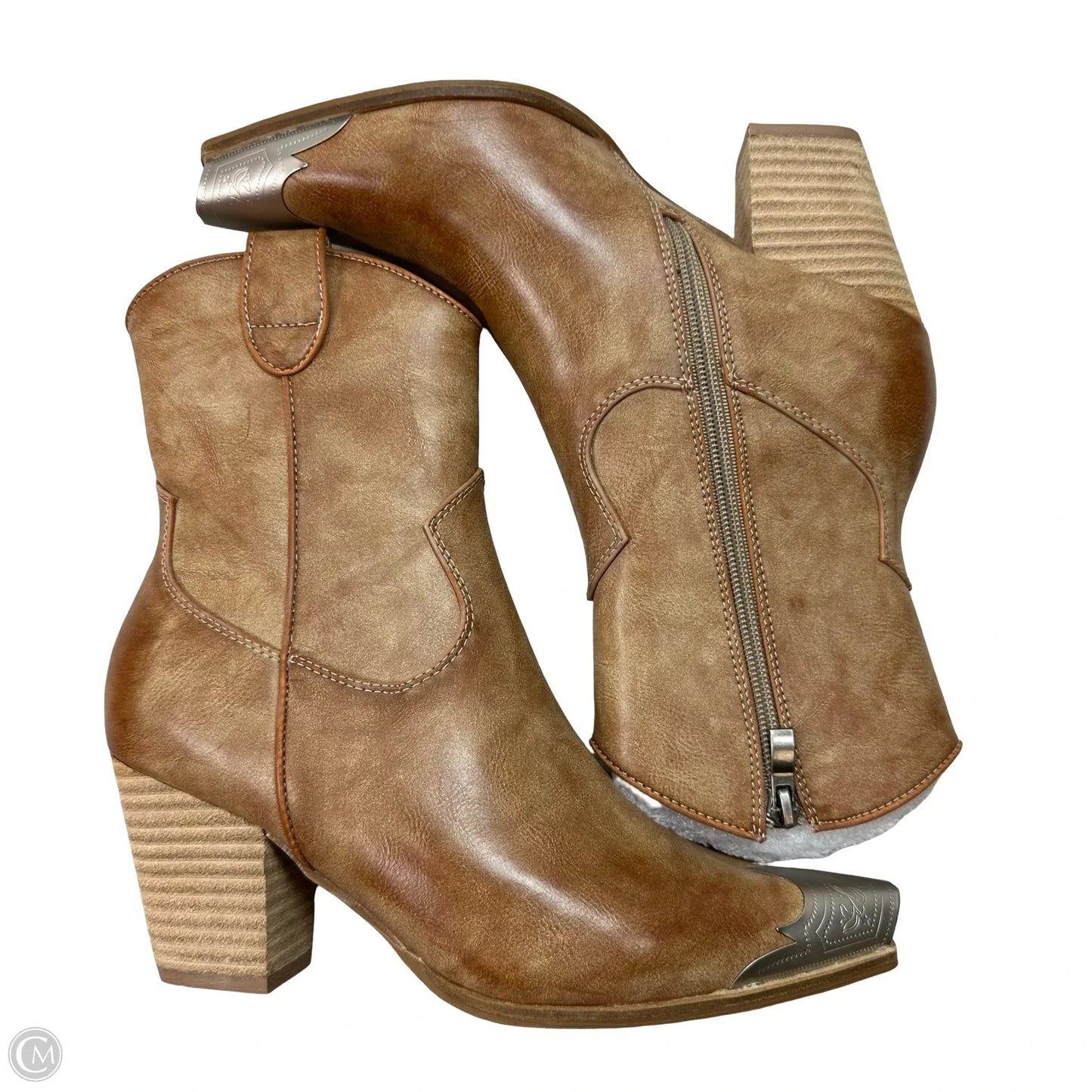 Boots Ankle Heels By Beast In Brown, Size: 8