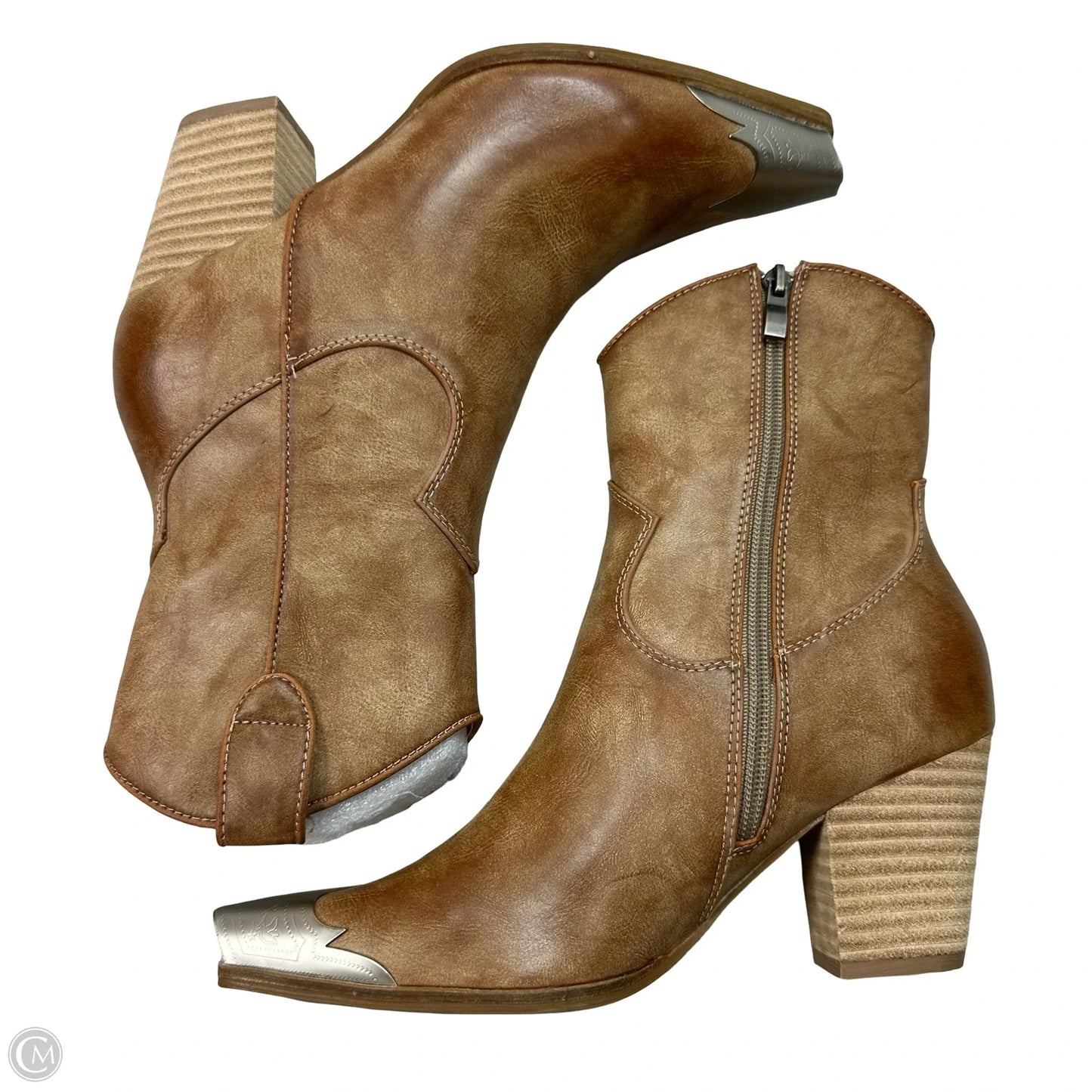 Boots Ankle Heels By Beast In Brown, Size: 8