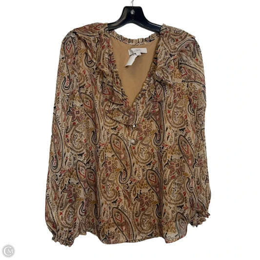 Top Long Sleeve By Loft In Tan, Size: L