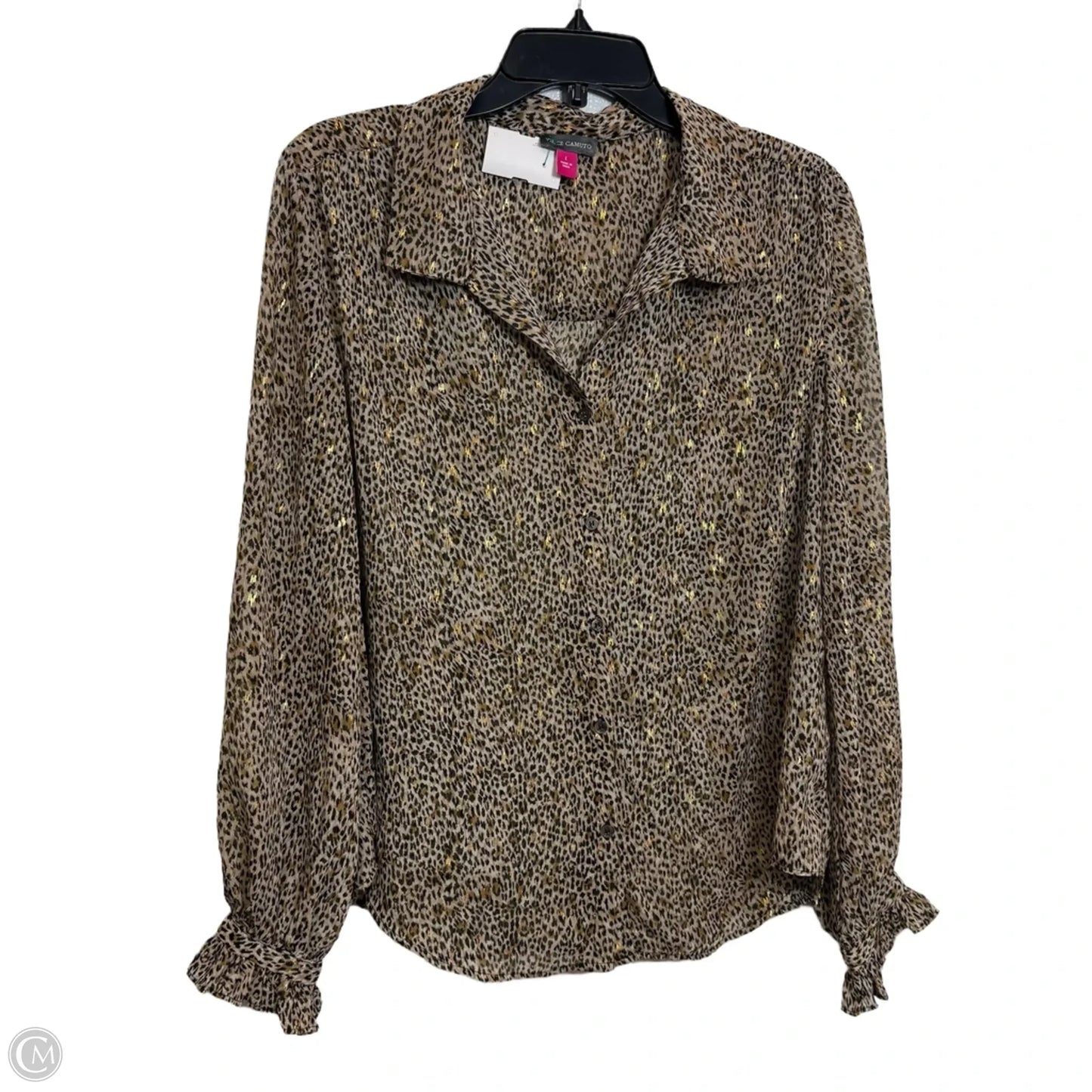 Top Long Sleeve By Vince Camuto In Animal Print, Size: L