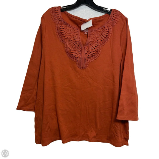 Top Long Sleeve By Croft And Barrow In Copper, Size: Xxl