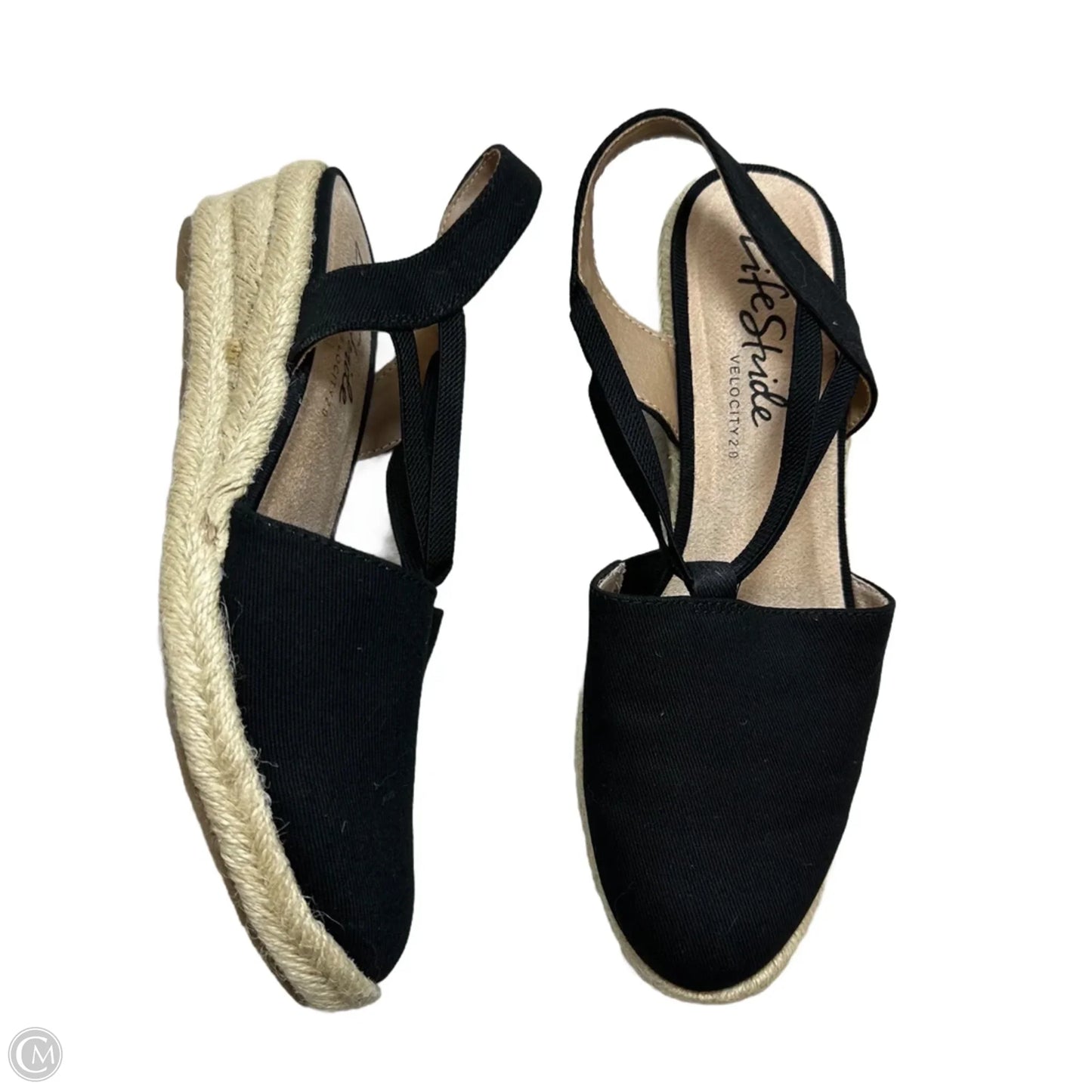 Sandals Heels Wedge By Life Stride In Black, Size: 8