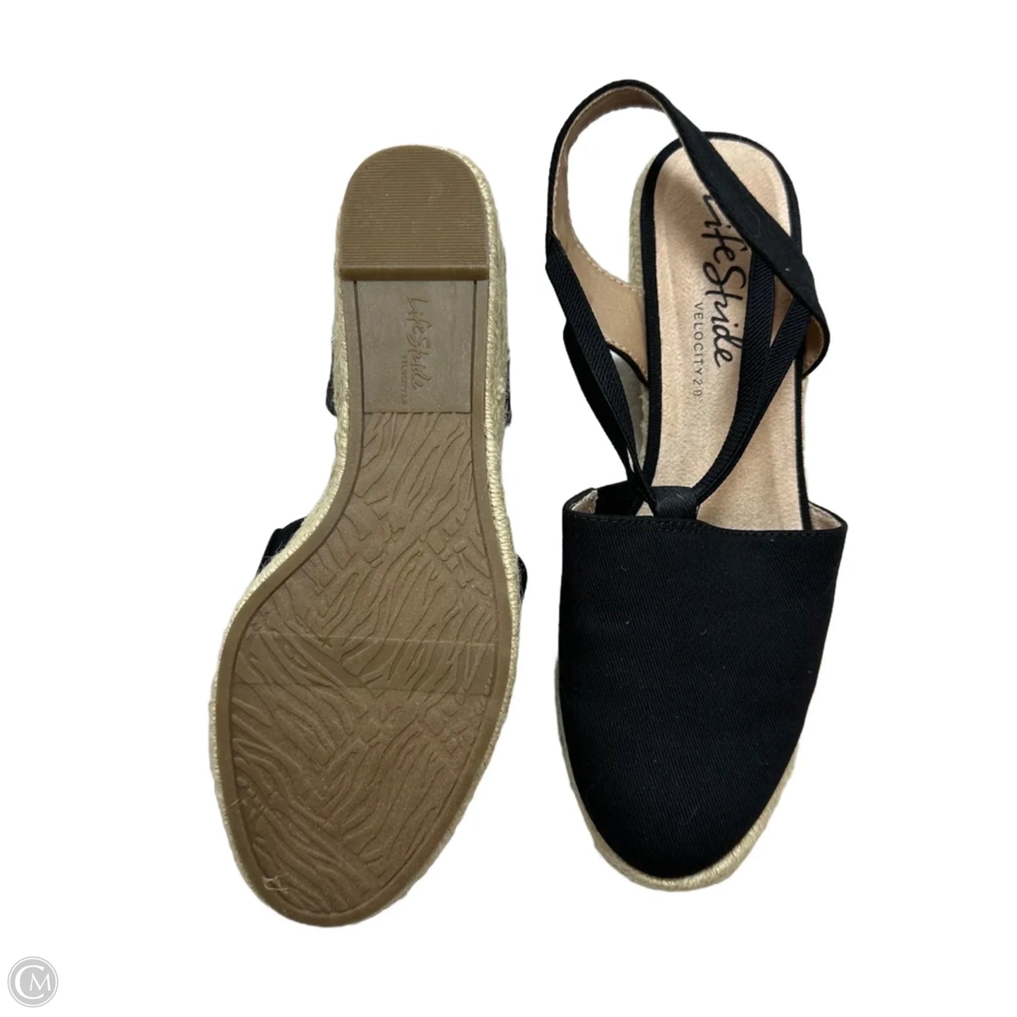 Sandals Heels Wedge By Life Stride In Black, Size: 8