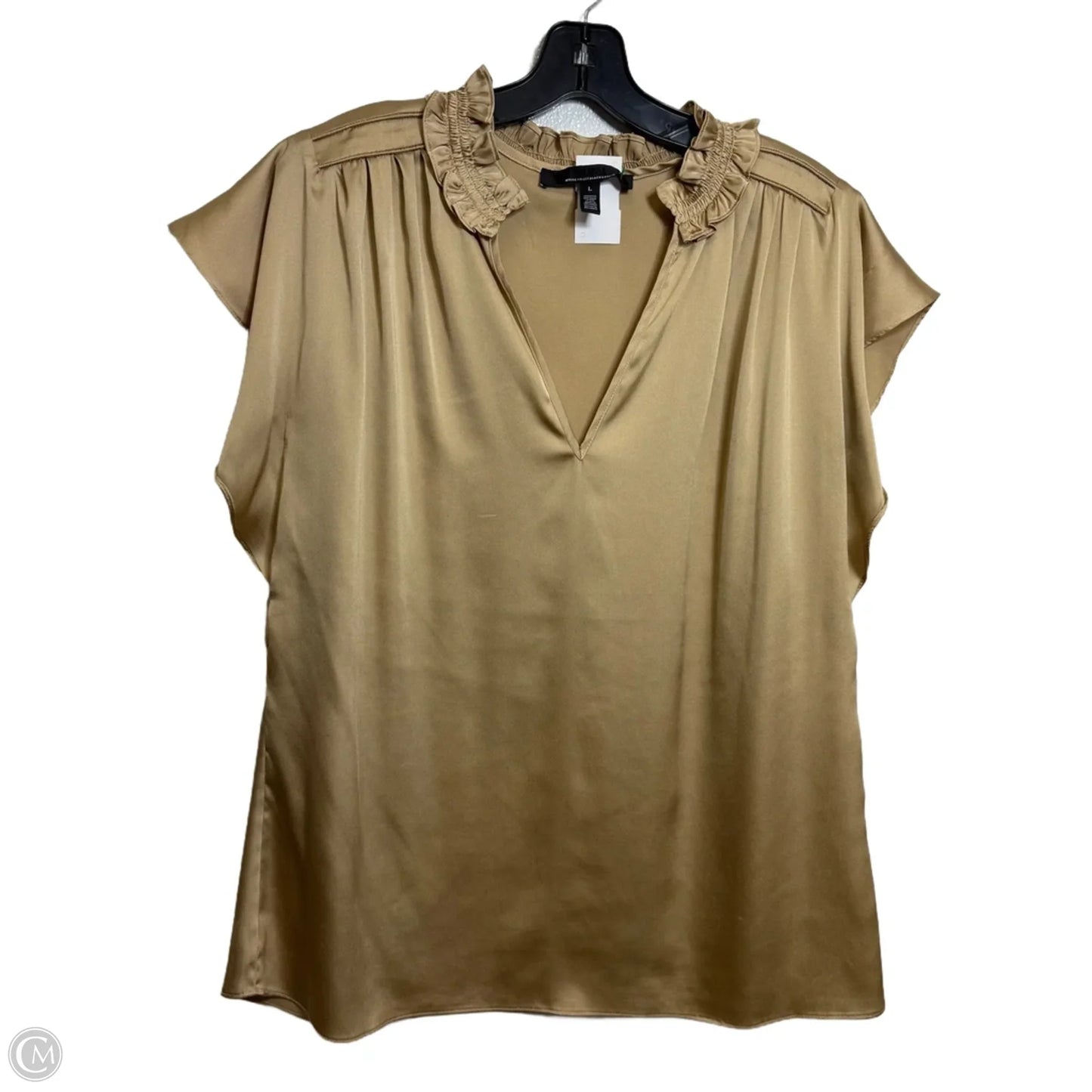 Top Short Sleeve By White House Black Market In Gold, Size: L