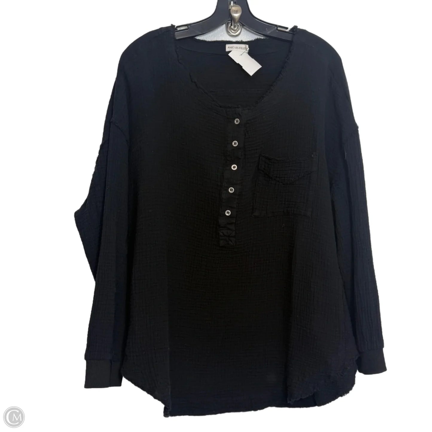 Top Long Sleeve Basic By Avec Les Filles In Black, Size: L