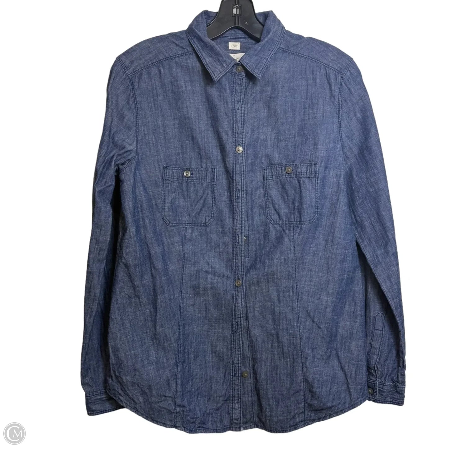 Top Long Sleeve By Loft In Blue Denim, Size: M