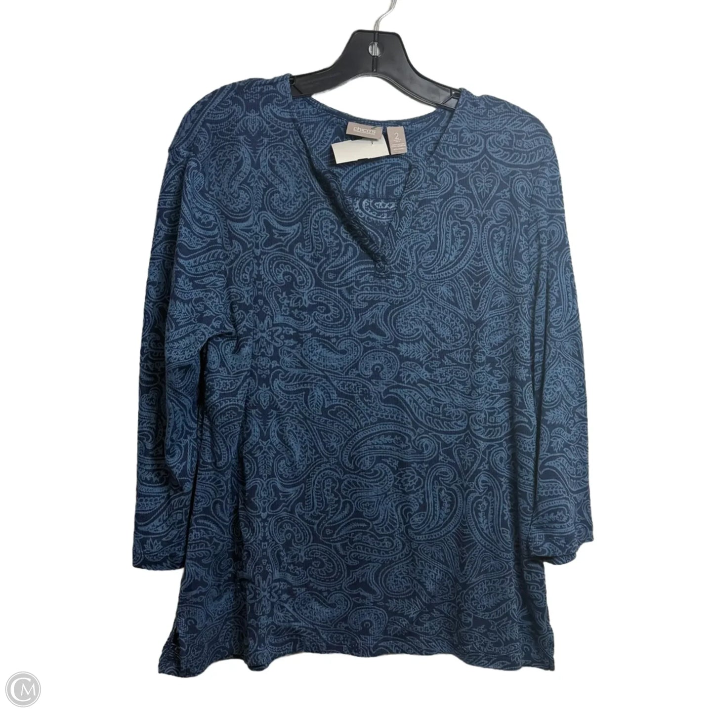 Top 3/4 Sleeve By Chicos In Blue, Size: L