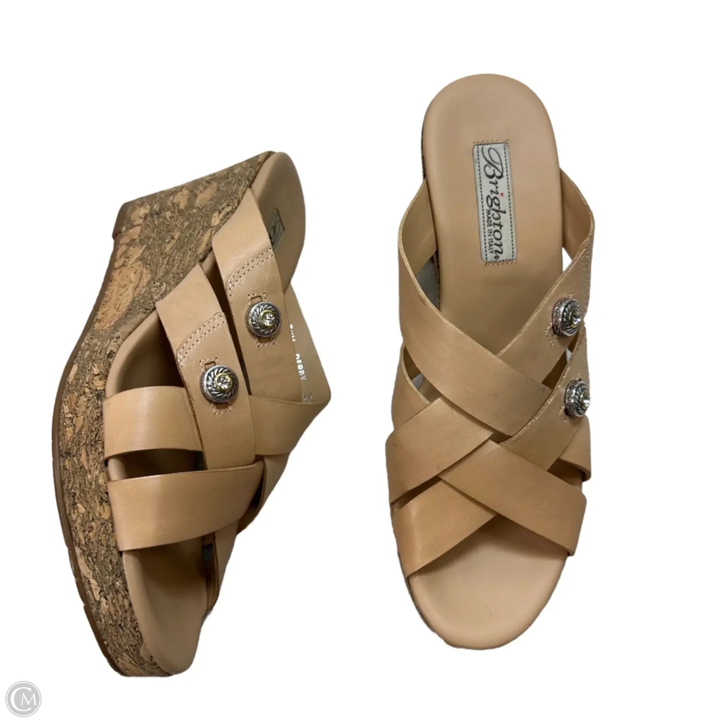 Sandals Heels Wedge By Brighton In Tan, Size: 7.5