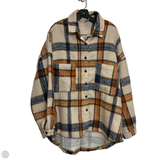 Jacket Shirt By Pol In Plaid Pattern, Size: L