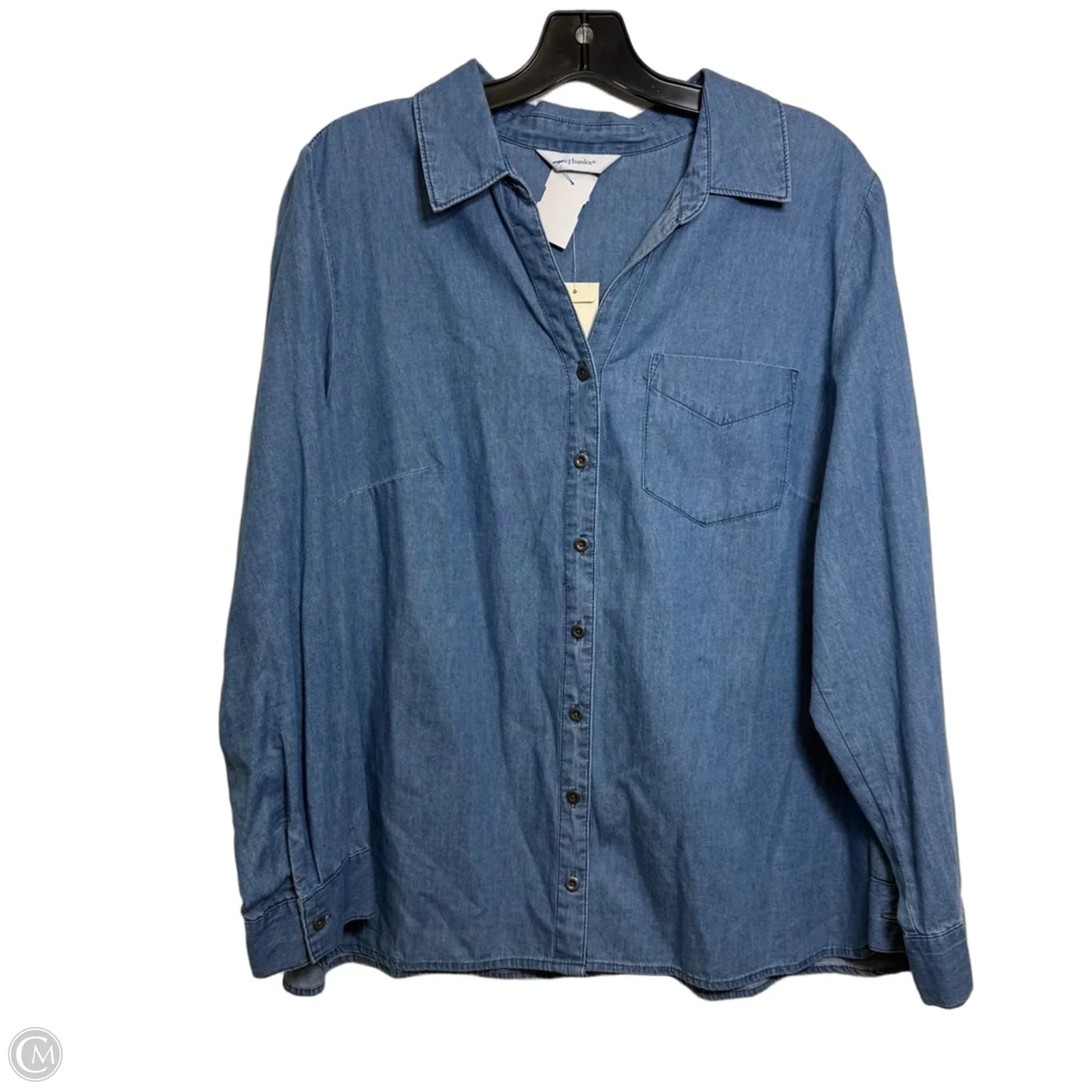 Top Long Sleeve By Cj Banks In Blue Denim, Size: 1x
