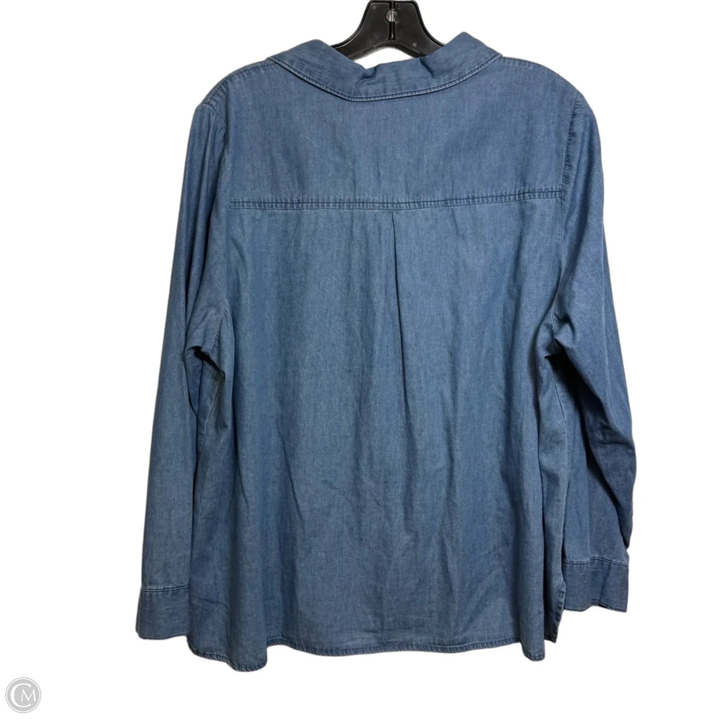 Top Long Sleeve By Cj Banks In Blue Denim, Size: 1x