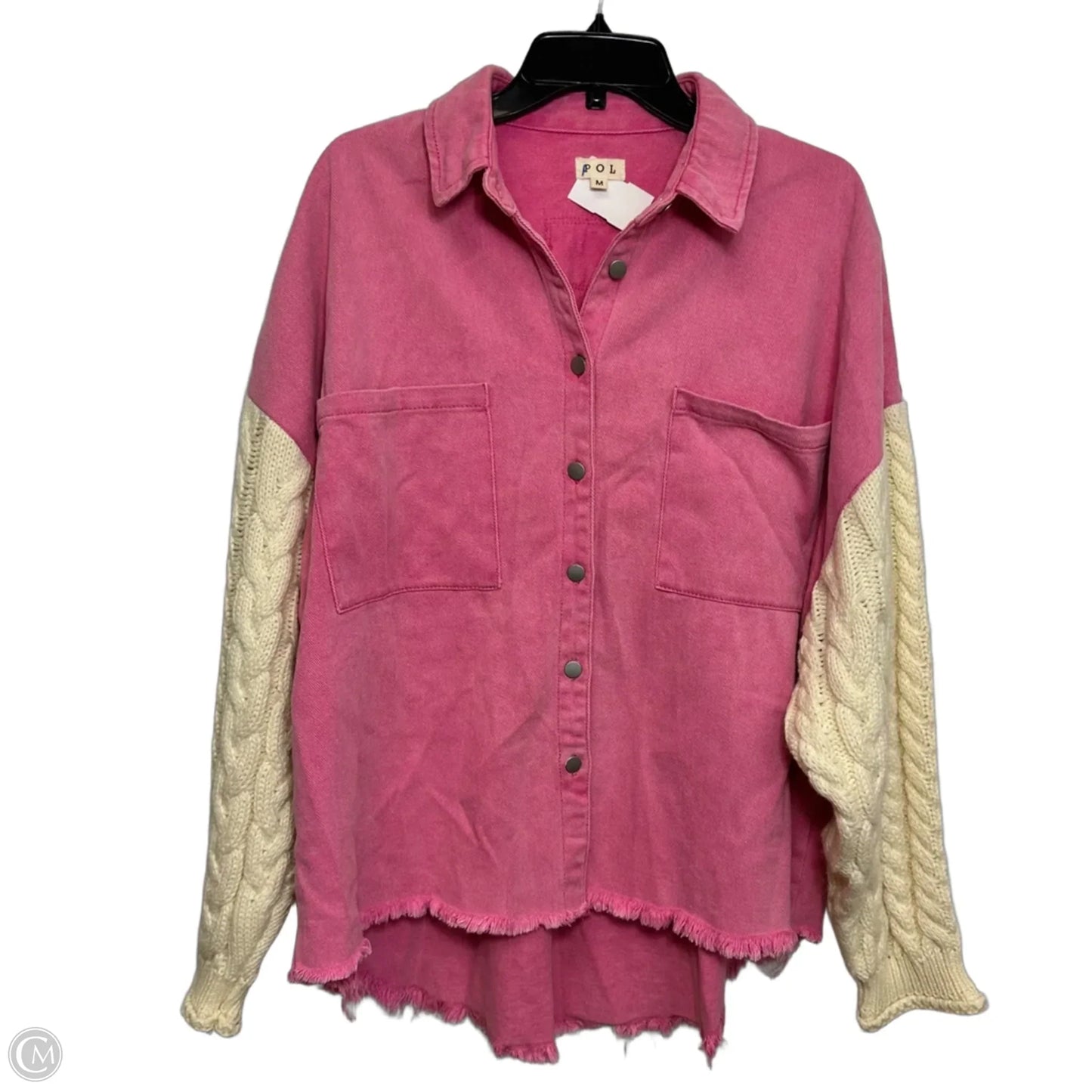 Jacket Shirt By Pol In Pink, Size: M