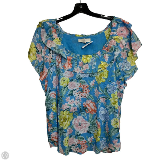 Top Short Sleeve By Loft In Floral Print, Size: Xl