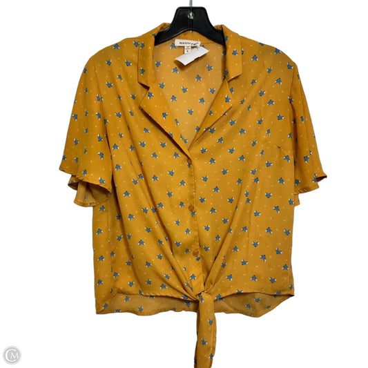 Top Short Sleeve By Monteau In Gold, Size: L