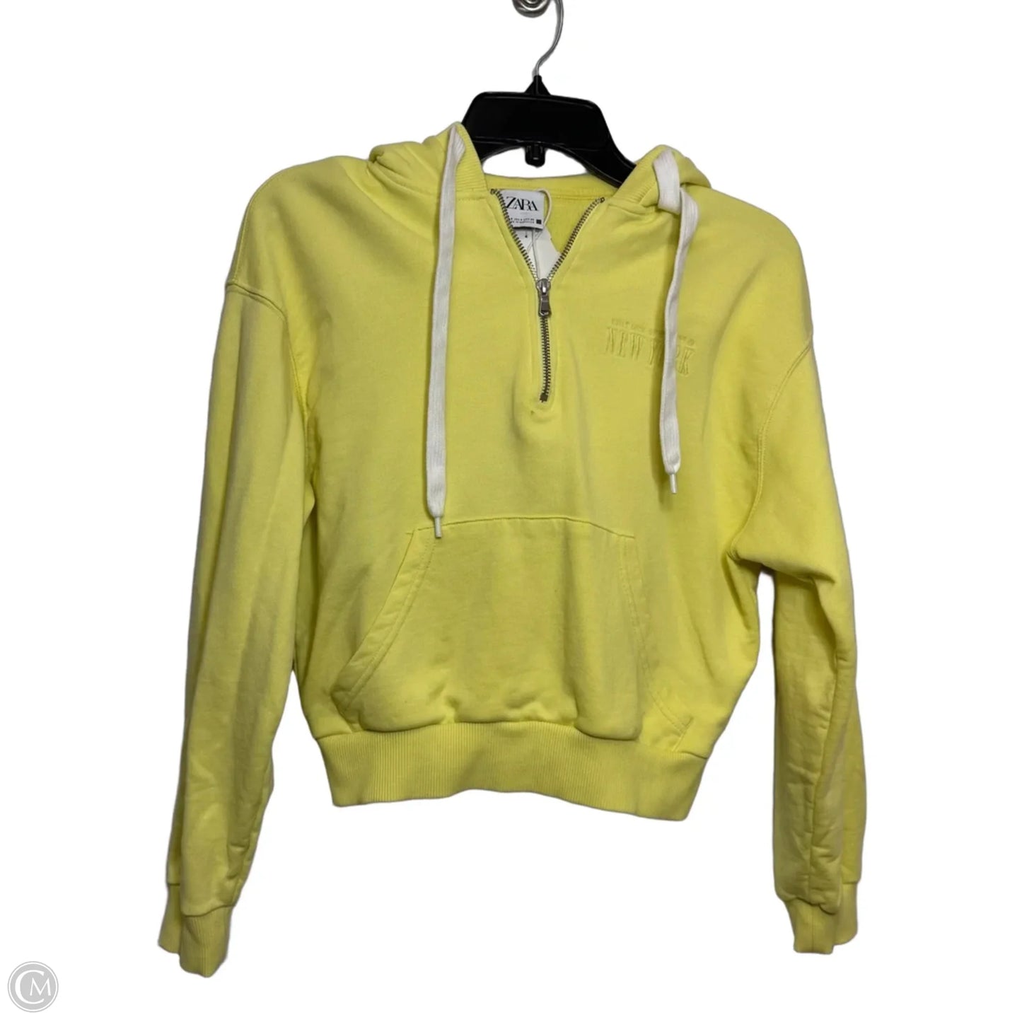 Sweatshirt Hoodie By Zara In Yellow, Size: S