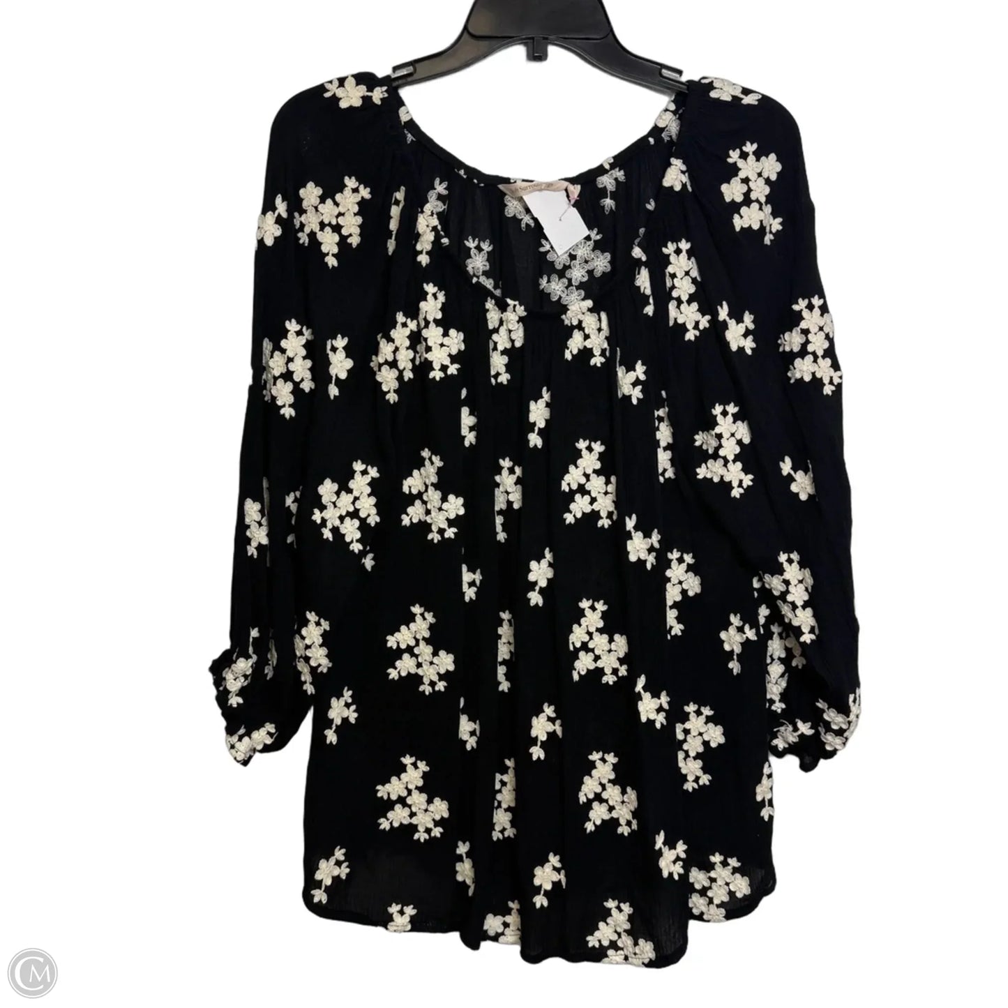 Top 3/4 Sleeve By Soft Surroundings In Black, Size: L