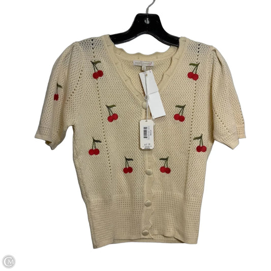 Cherry Sweater Short Sleeve By Simply Southern In Ivory, Size: M