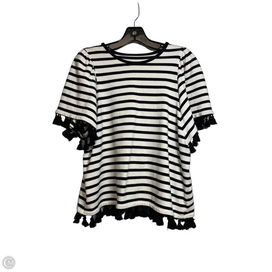 Top Short Sleeve Designer By Kate Spade In Striped Pattern, Size: M