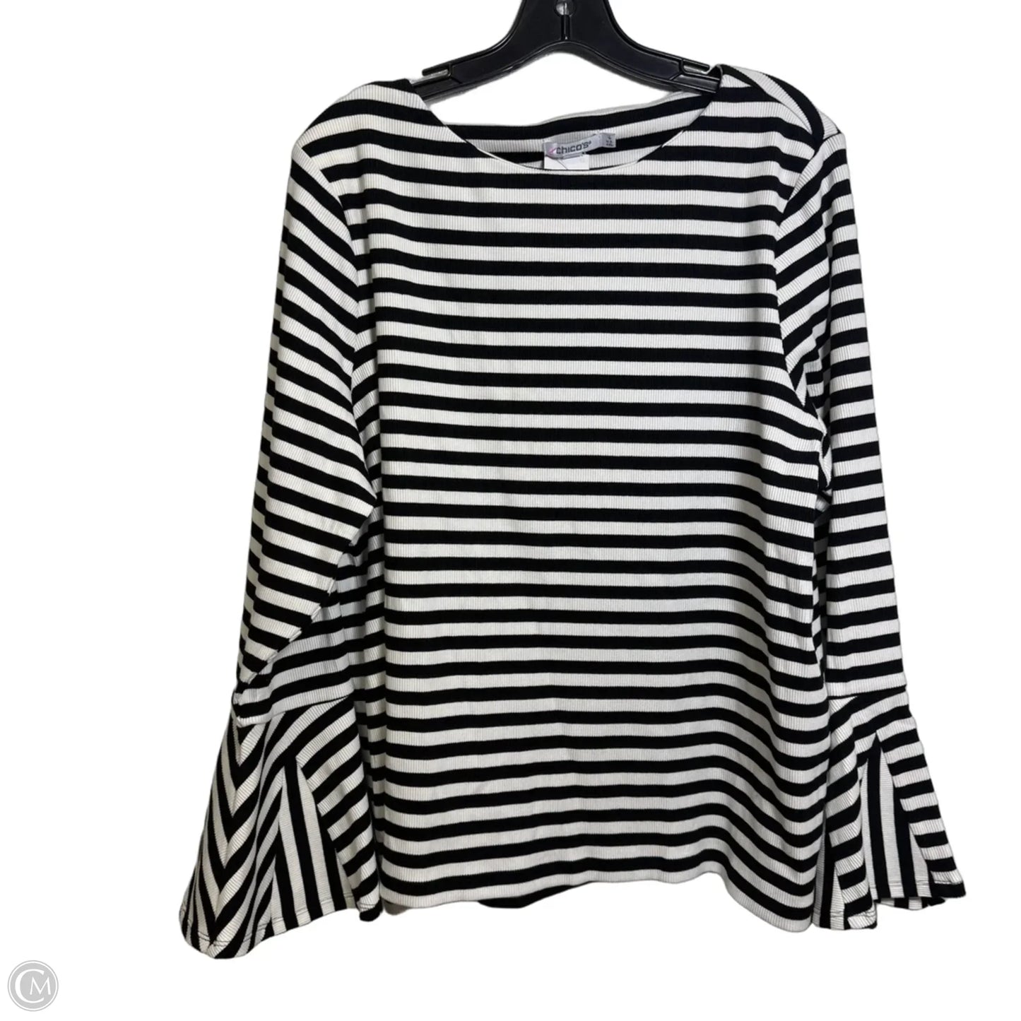 Top Long Sleeve By Chicos In Striped Pattern, Size: Xxl