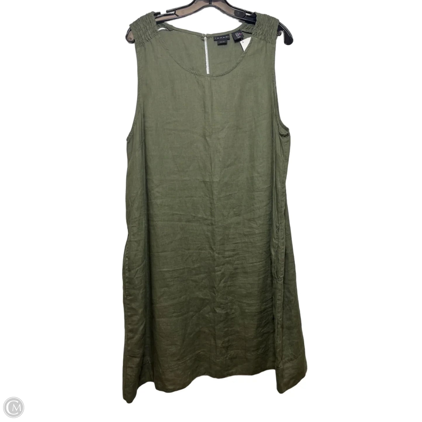 Linen Dress Casual Short By Tahari In Green, Size: Xl