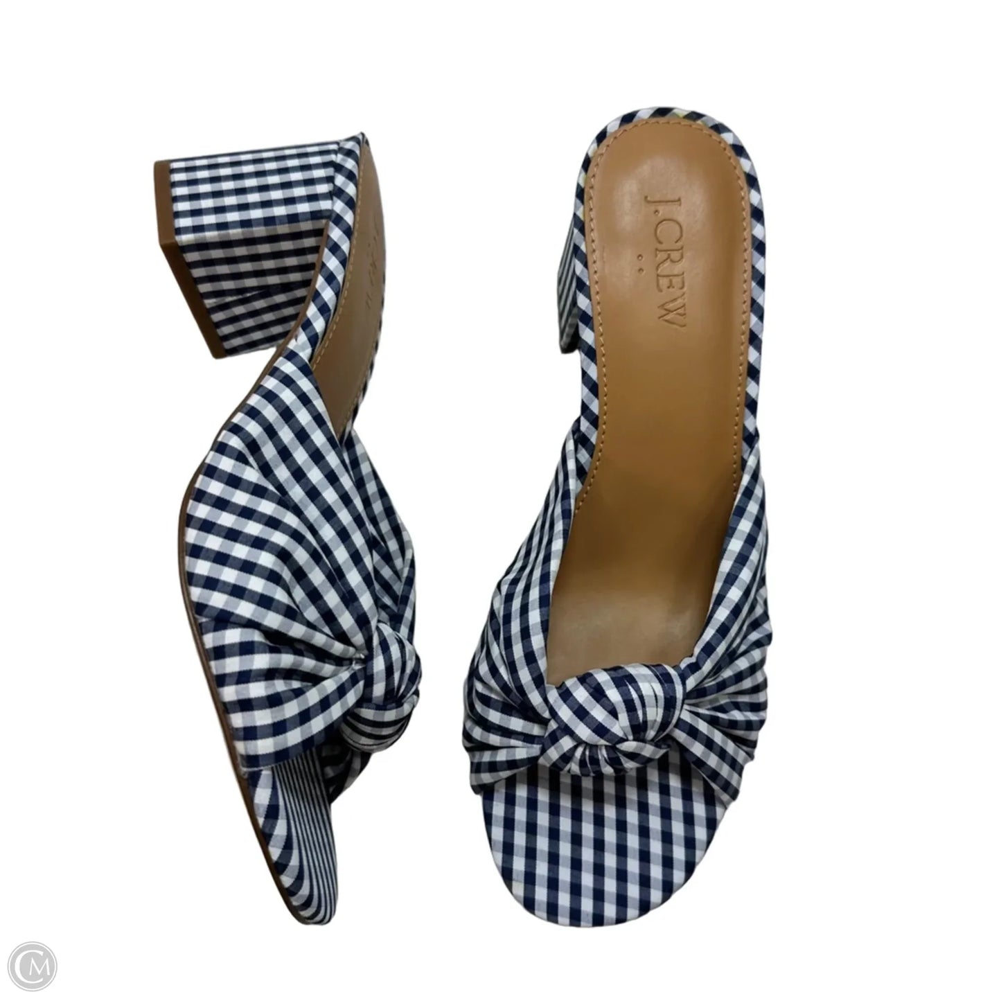 Sandals Heels Block By J. Crew In Checkered Pattern, Size: 7
