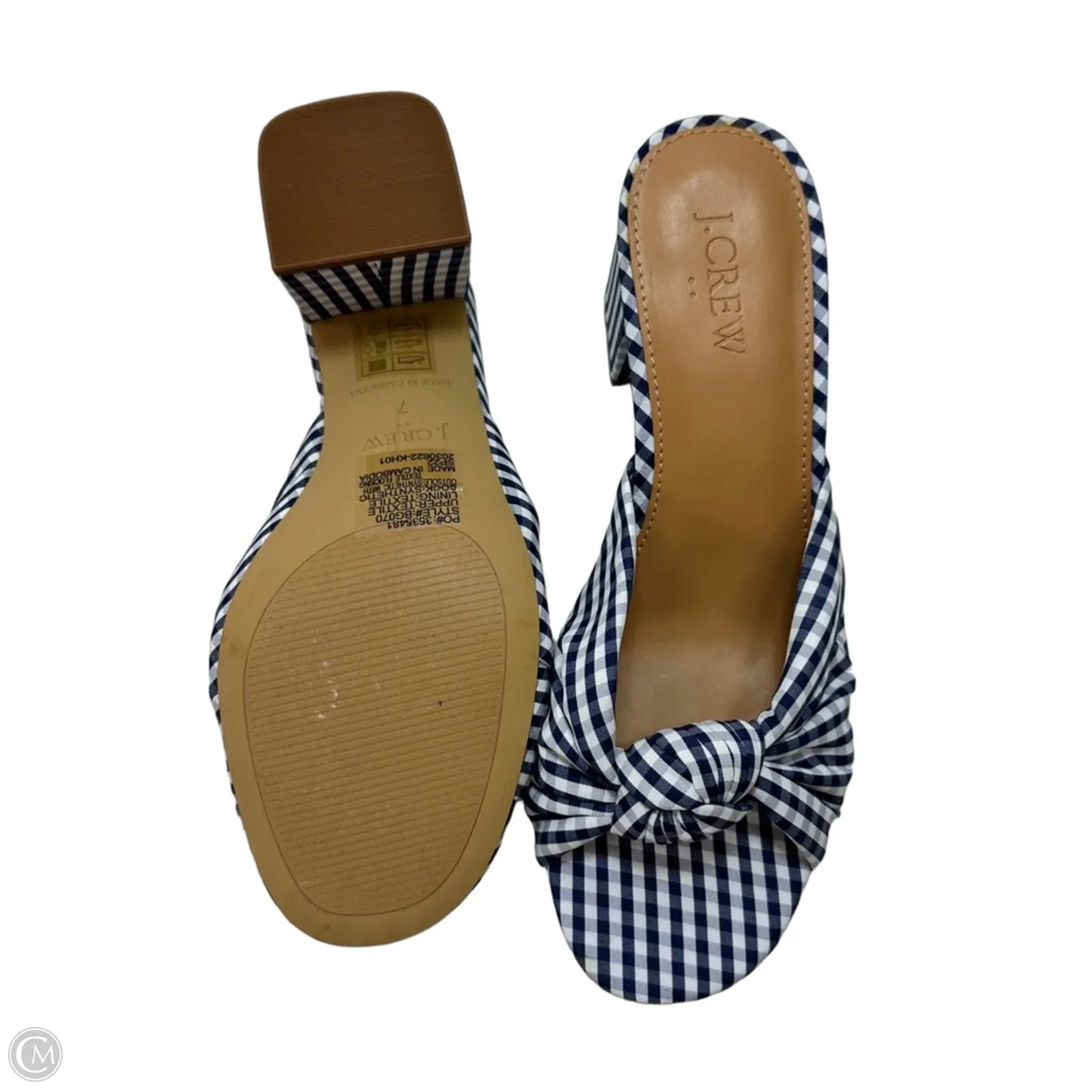 Sandals Heels Block By J. Crew In Checkered Pattern, Size: 7