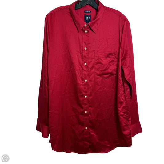 Boyfriend shirt Top Long Sleeve By Gap In Red, Size: L