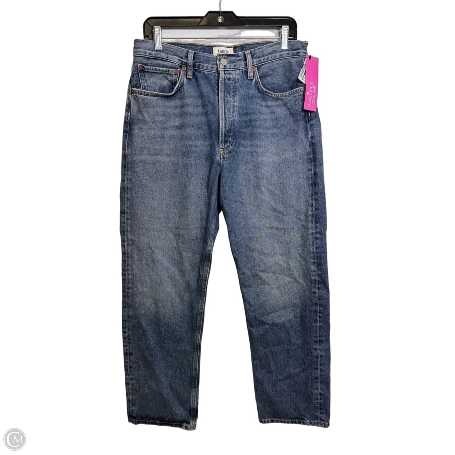 Jeans Straight By Agolde In Blue Denim, Size: 8